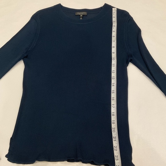 Rag & Bone Crew Neck Ribbed Sweater in Navy Size Medium - Picture 12 of 15